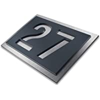 Metzler Número de Casa de Acero Inoxidable Color Antracita RAL7016 - Placa con Números de Casa o Calle para Exteriores…